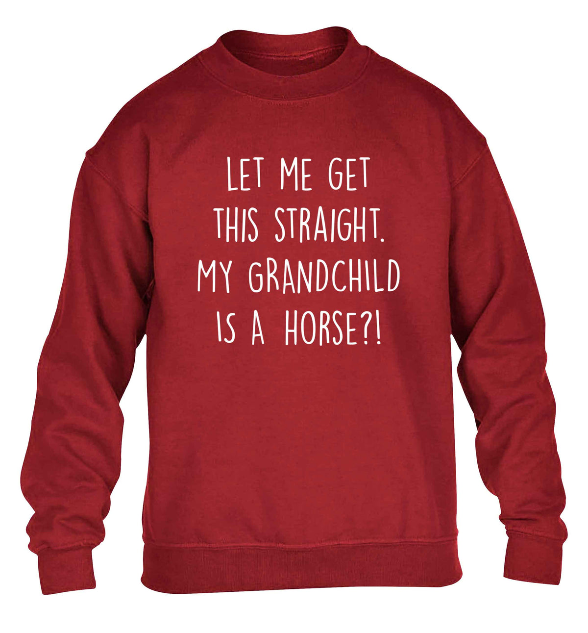 Let me get this straight, my grandchild is a horse?! children's grey sweater 12-13 Years