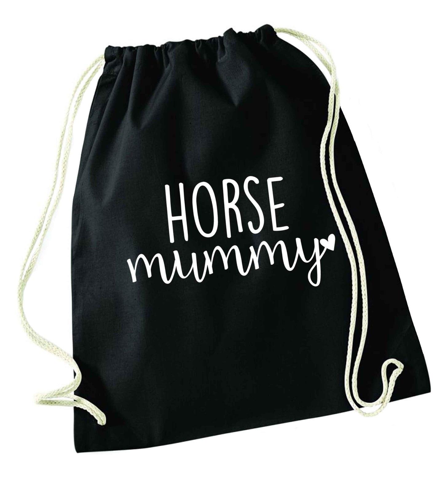 Horse mummy black drawstring bag
