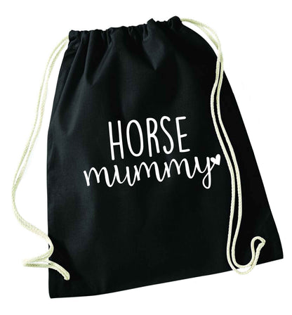 Horse mummy black drawstring bag