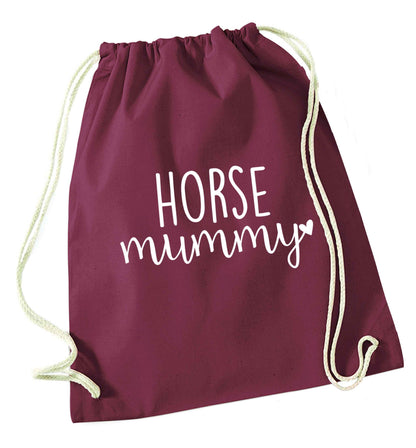 Horse mummy maroon drawstring bag