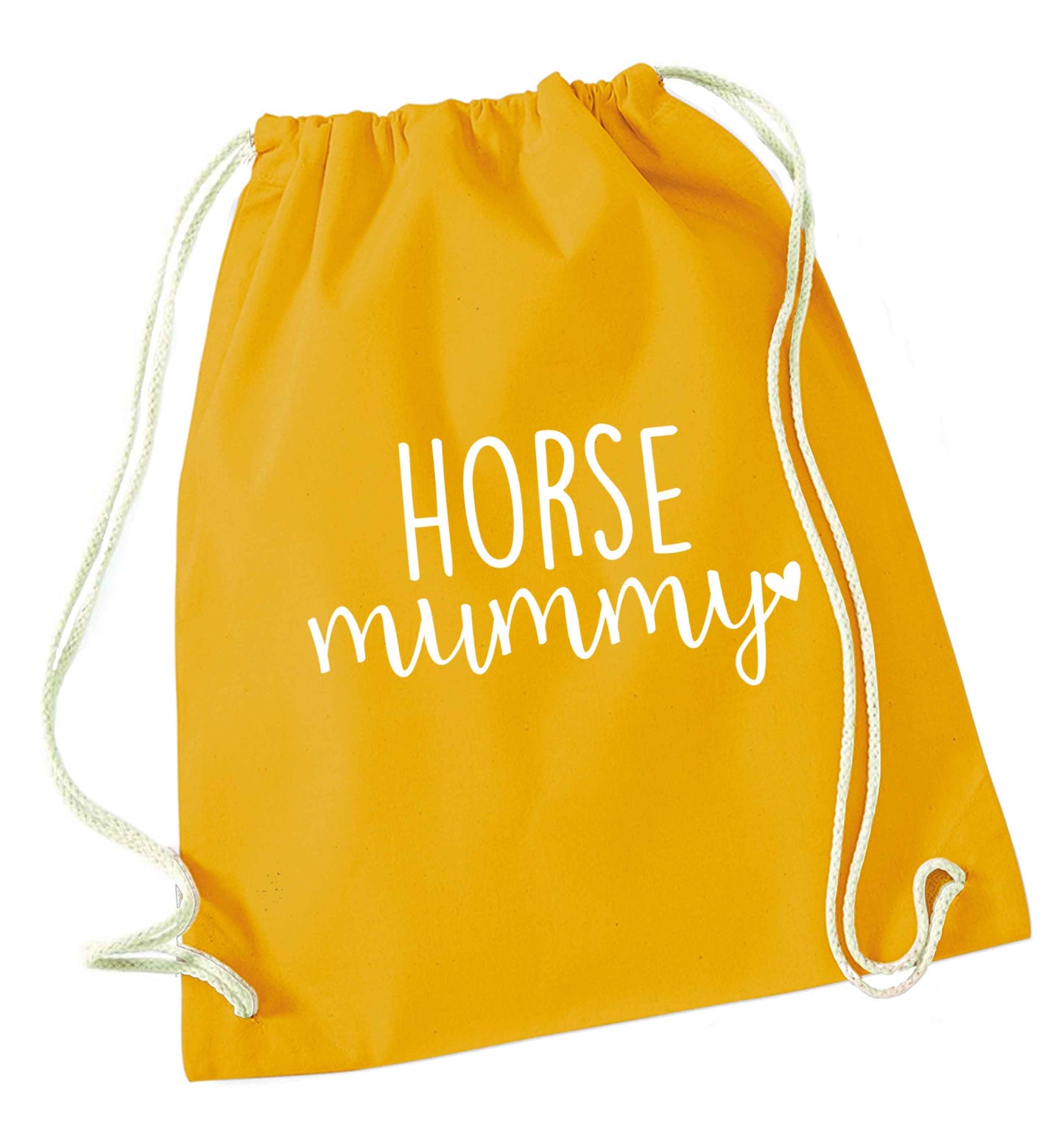 Horse mummy mustard drawstring bag