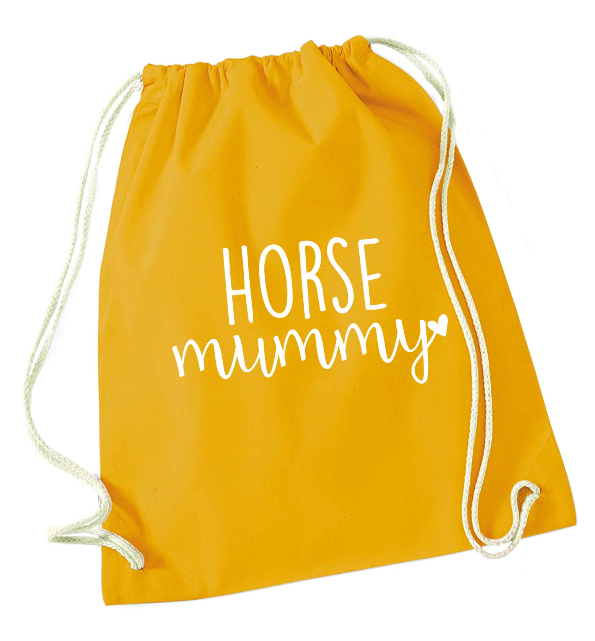 Horse mummy mustard drawstring bag