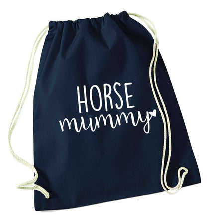 Horse mummy navy drawstring bag
