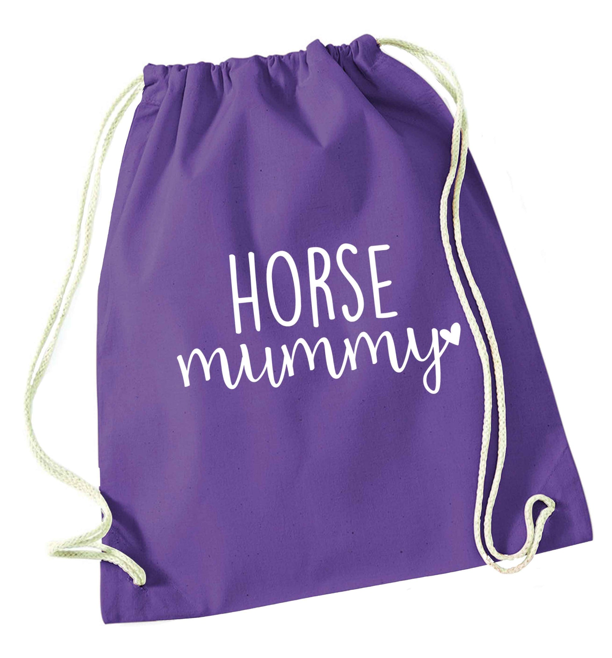Horse mummy purple drawstring bag