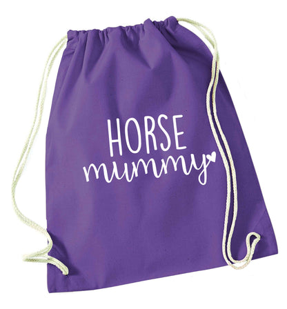 Horse mummy purple drawstring bag