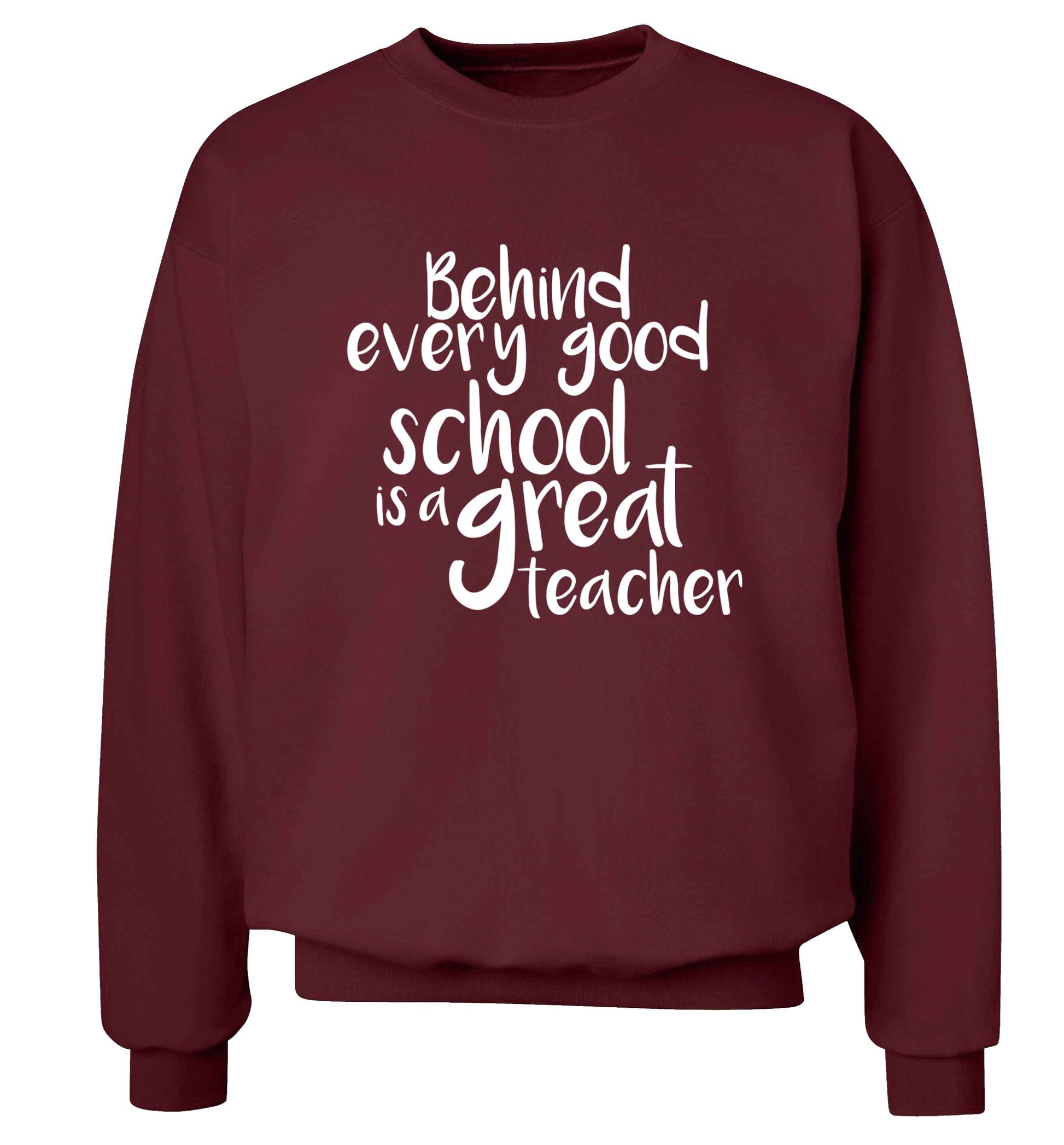 Behind every good school is a great teacher adult's unisex maroon sweater 2XL