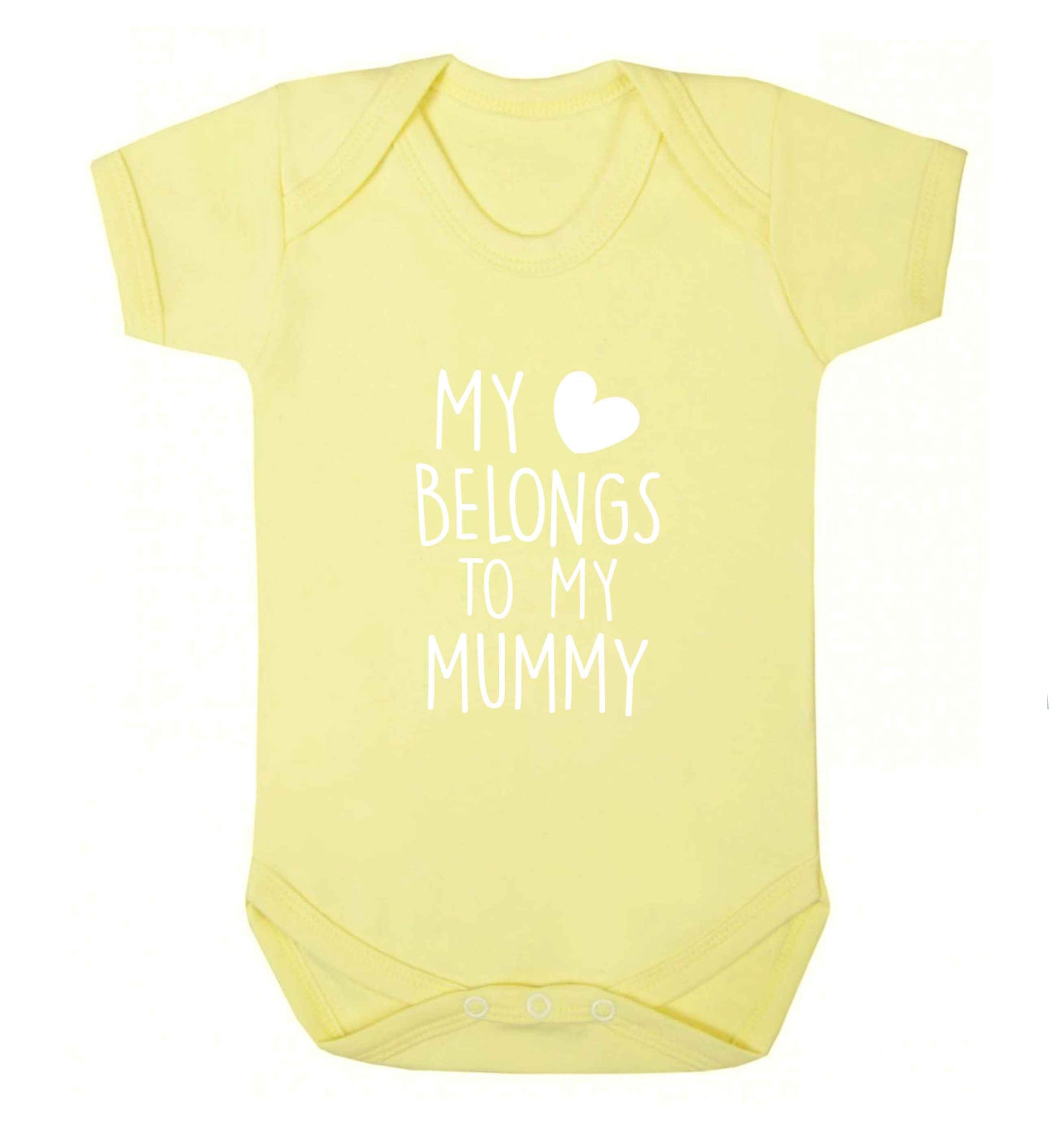 My heart belongs to my mummy baby vest pale yellow 18-24 months