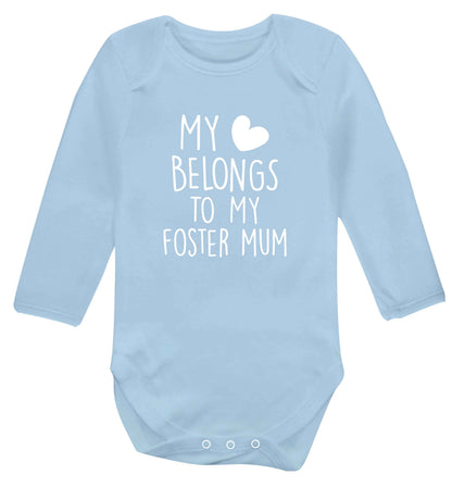 My heart belongs to my foster mum baby vest long sleeved pale blue 6-12 months