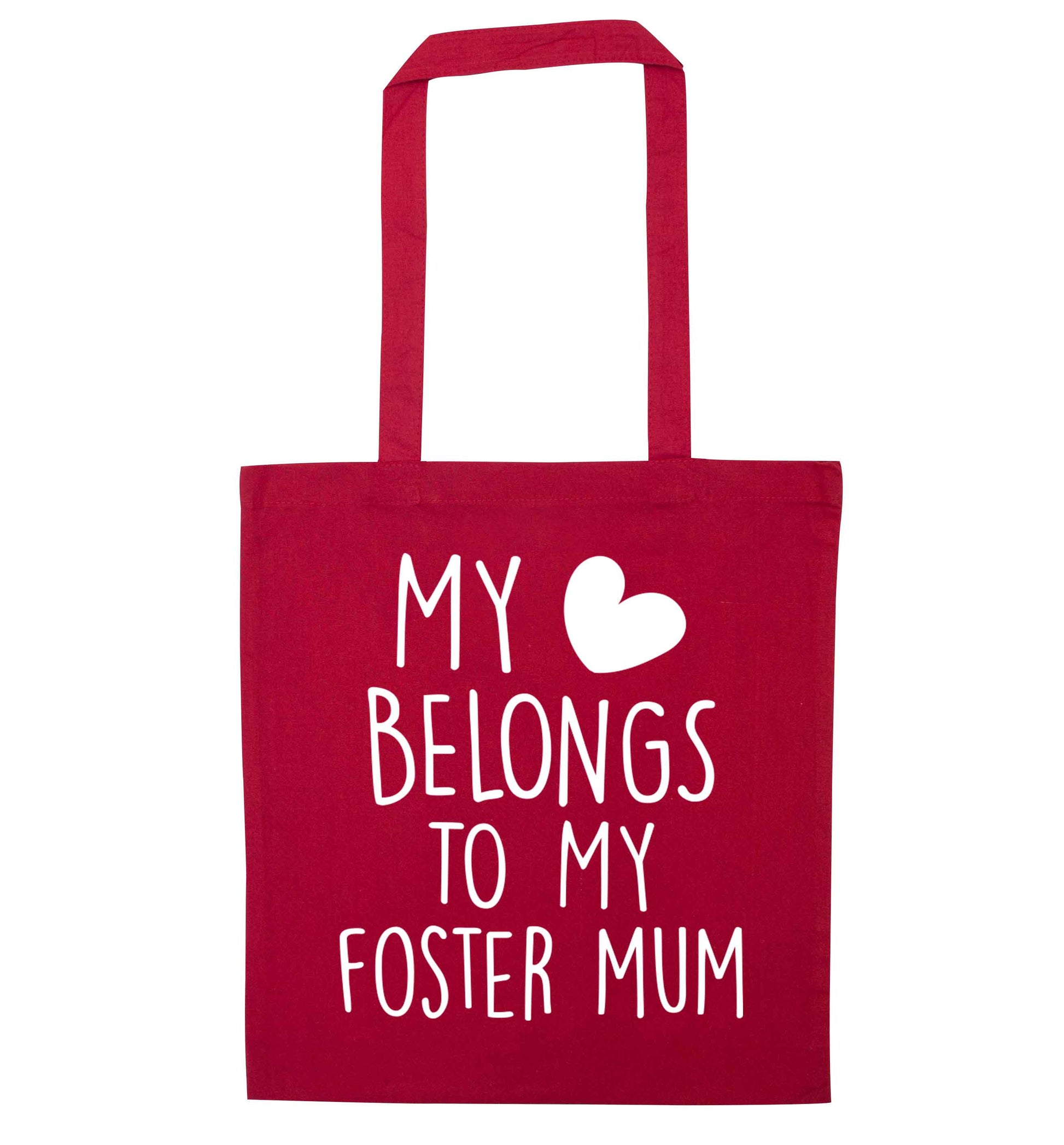 My heart belongs to my foster mum red tote bag