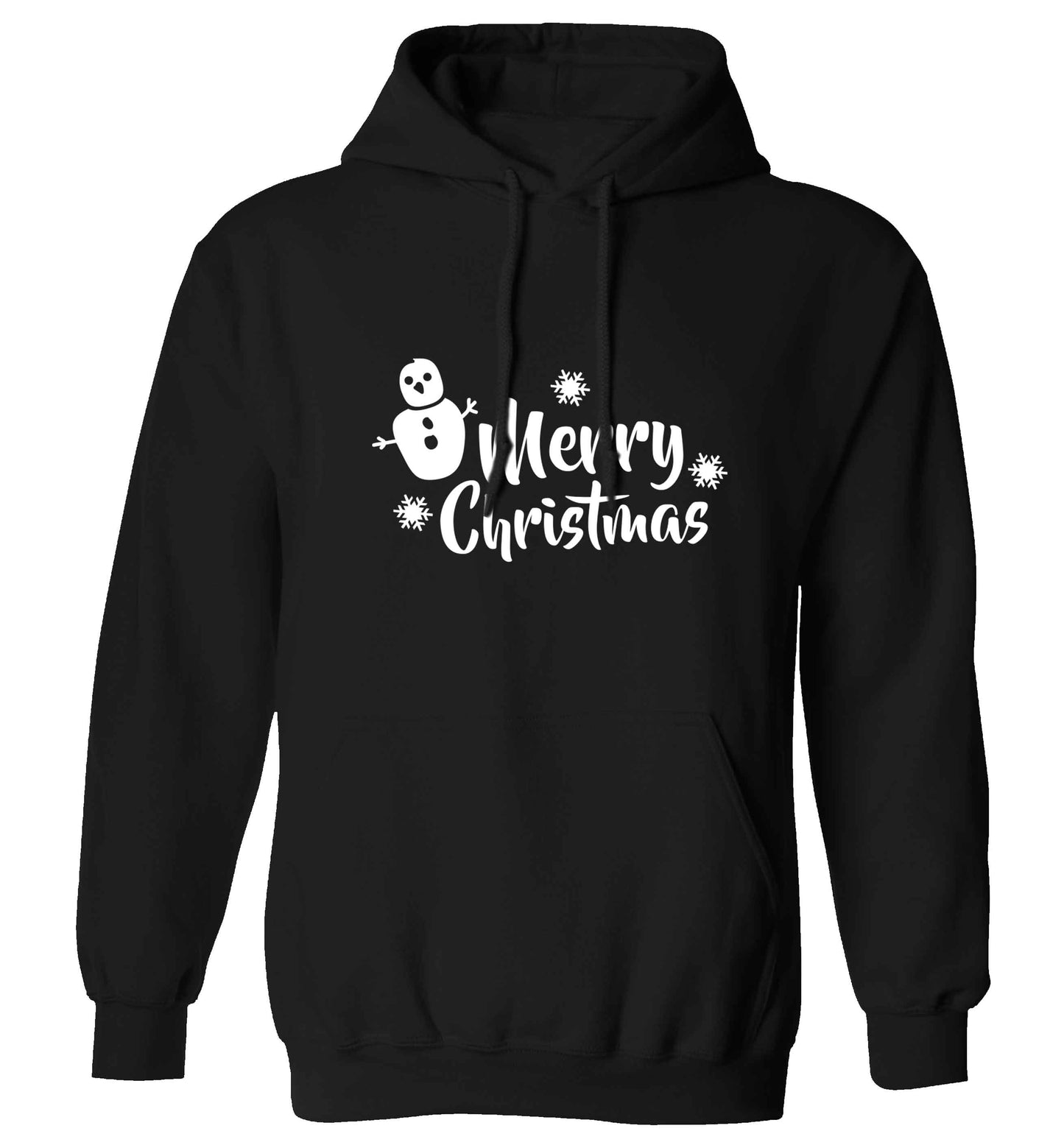 Merry Christmas - snowman adults unisex black hoodie 2XL