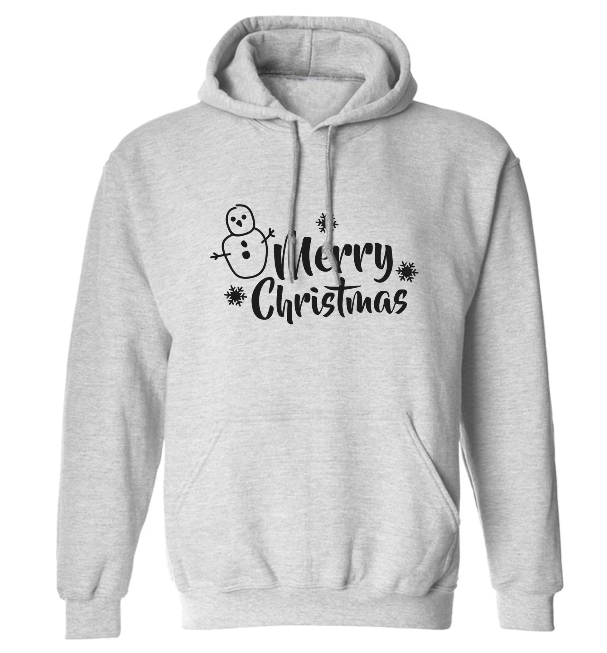 Merry Christmas - snowman adults unisex grey hoodie 2XL