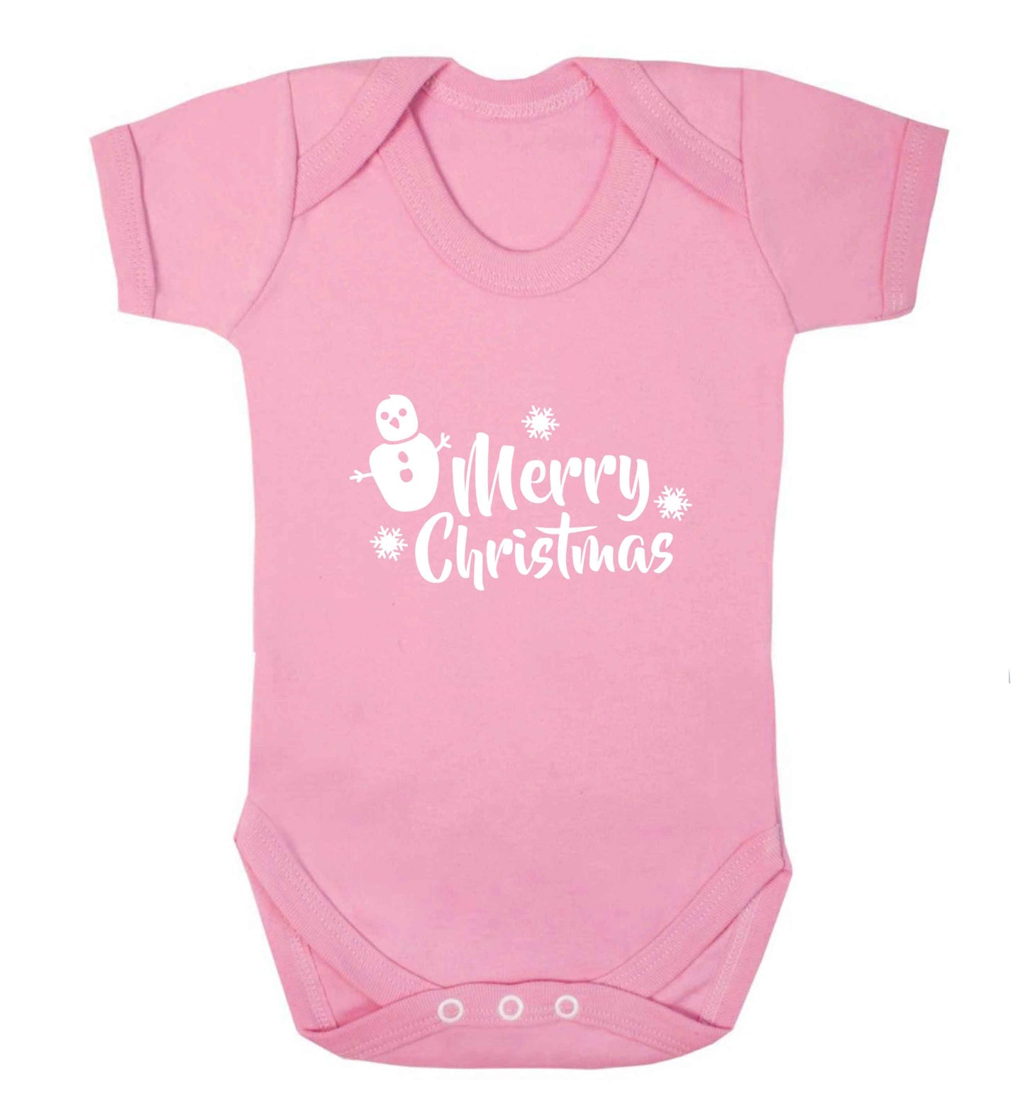 Merry Christmas - snowman baby vest pale pink 18-24 months