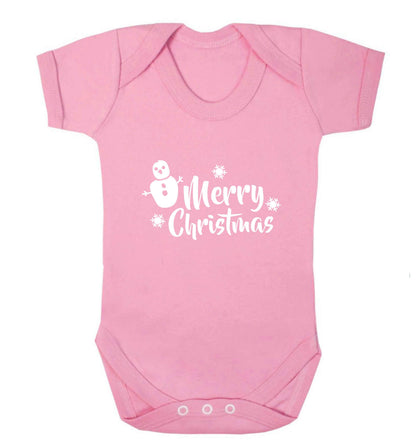 Merry Christmas - snowman baby vest pale pink 18-24 months