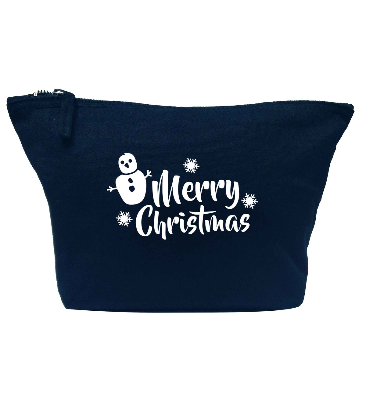 Merry Christmas - snowman navy makeup bag