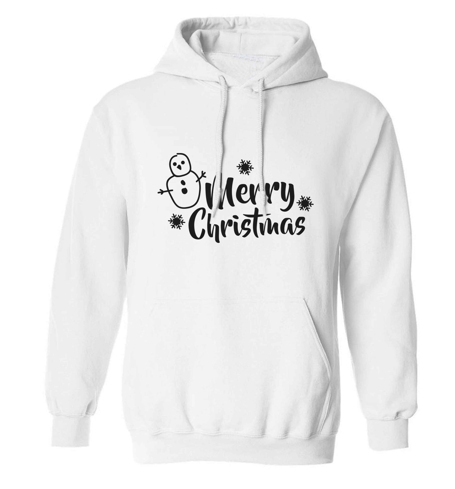 Merry Christmas - snowman adults unisex white hoodie 2XL