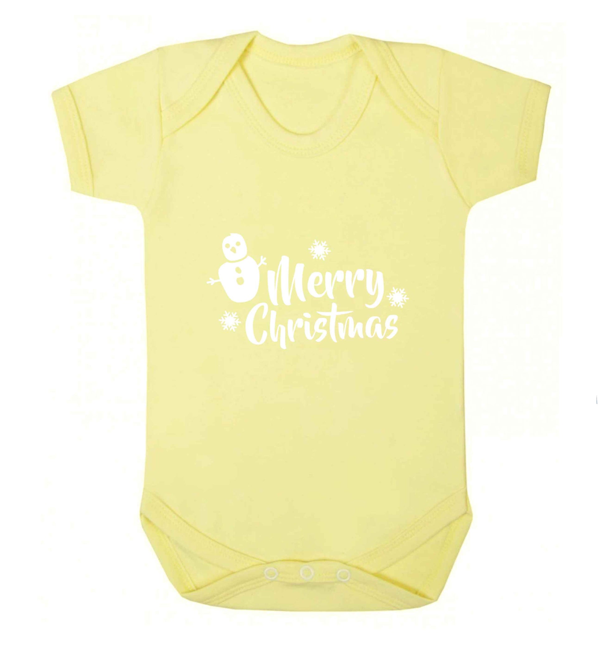 Merry Christmas - snowman baby vest pale yellow 18-24 months