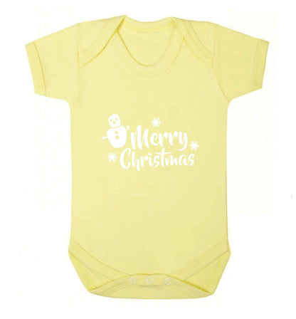 Merry Christmas - snowman baby vest pale yellow 18-24 months