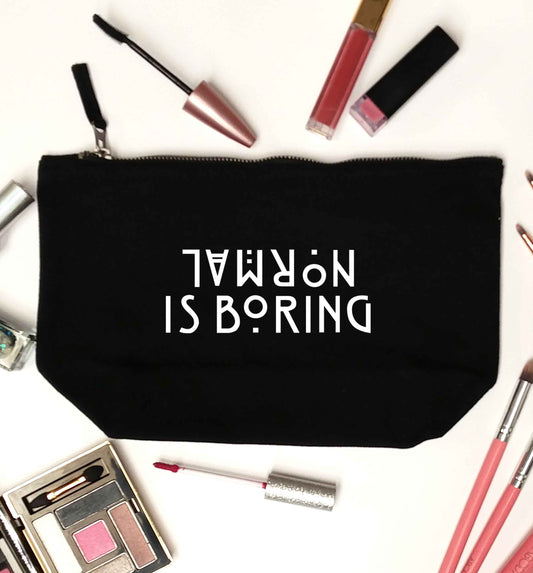 Normal is boring black makeup bag