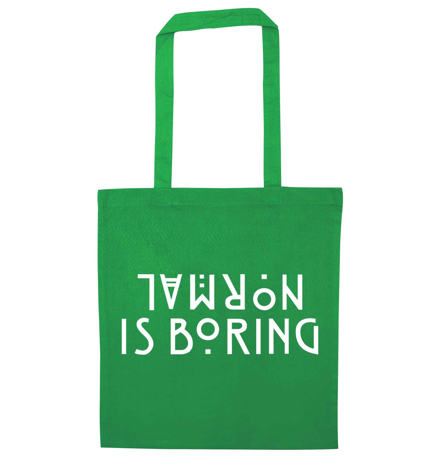 Normal is boring green tote bag