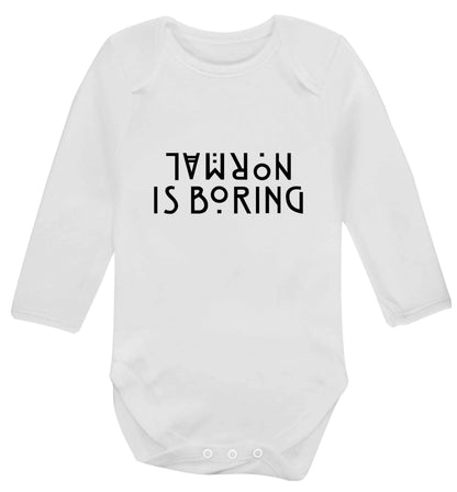 Normal is boring baby vest long sleeved white 6-12 months