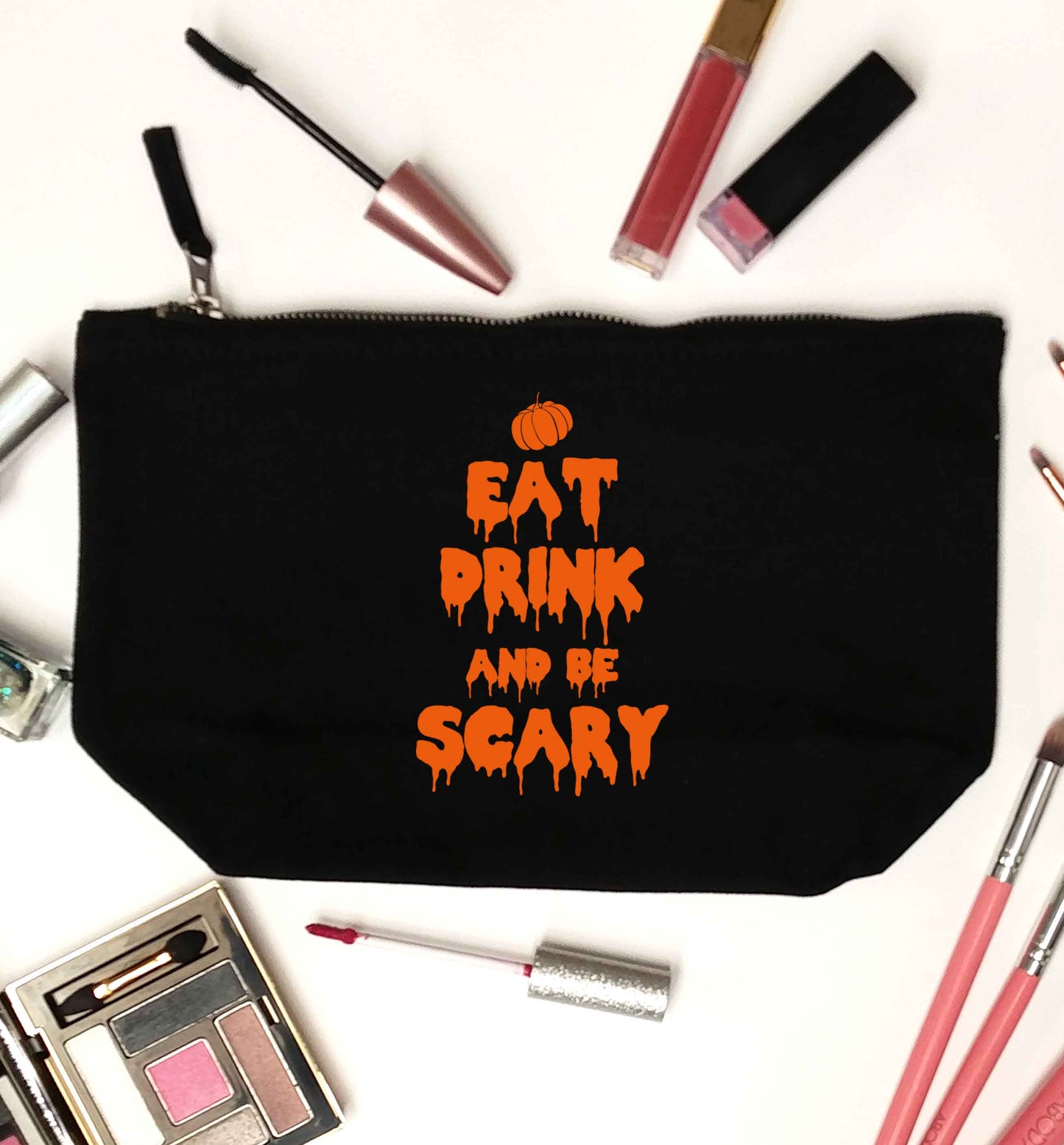 Eat drink and be scary black makeup bag