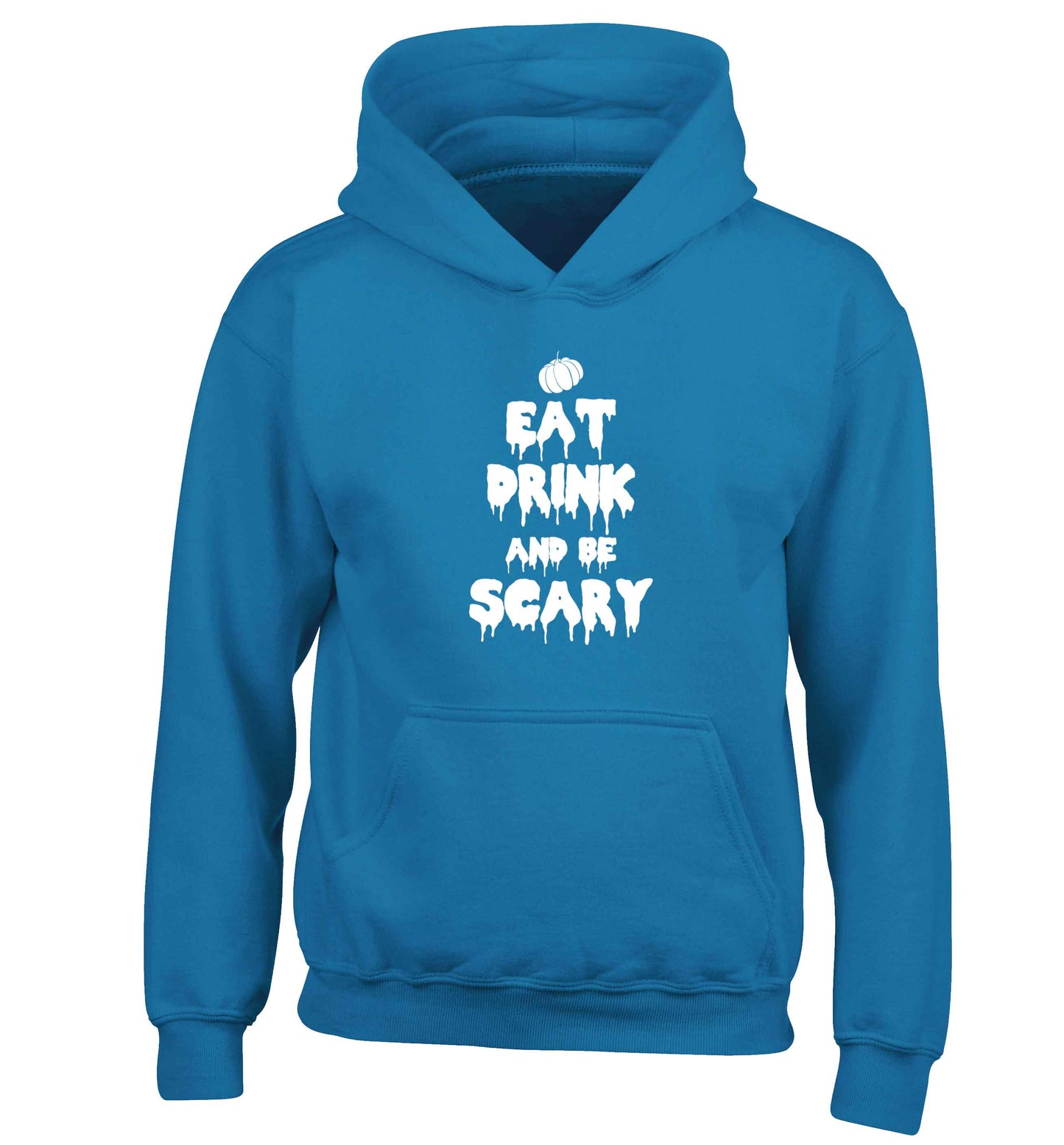 Eat drink and be scary children's blue hoodie 12-13 Years
