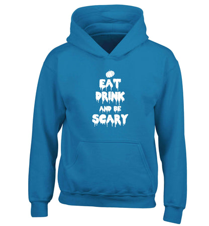 Eat drink and be scary children's blue hoodie 12-13 Years
