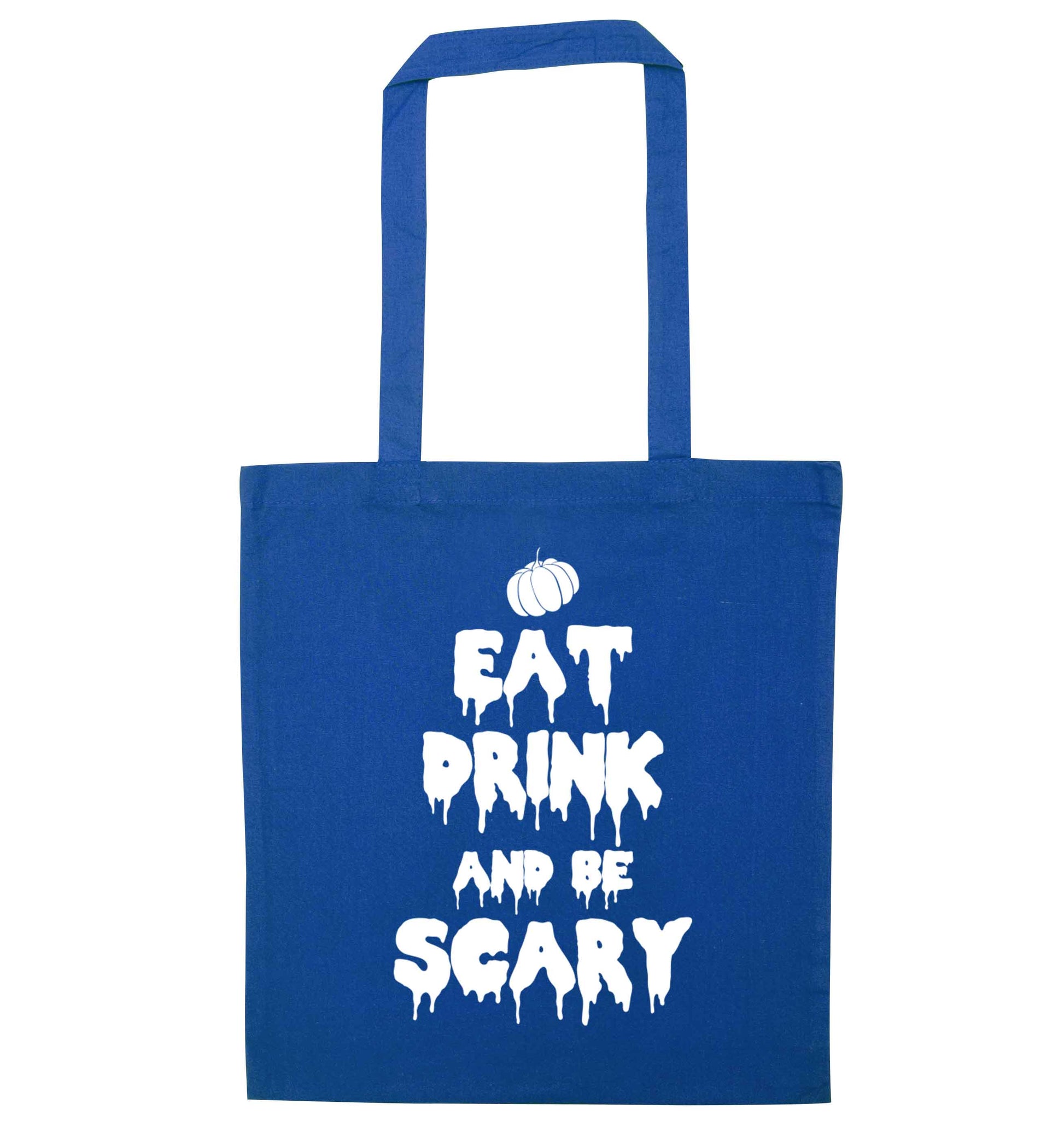 Eat drink and be scary blue tote bag