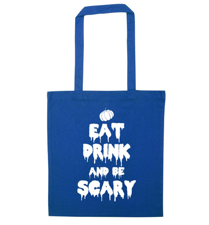 Eat drink and be scary blue tote bag
