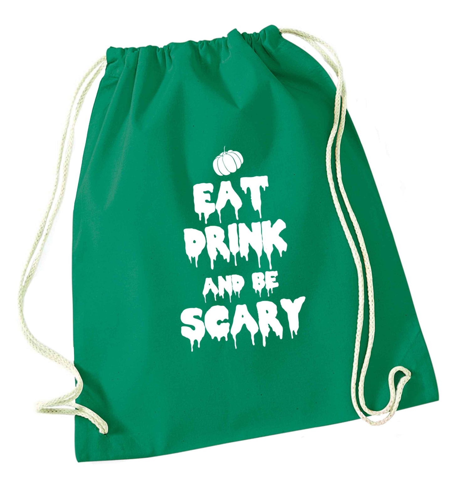 Eat drink and be scary green drawstring bag