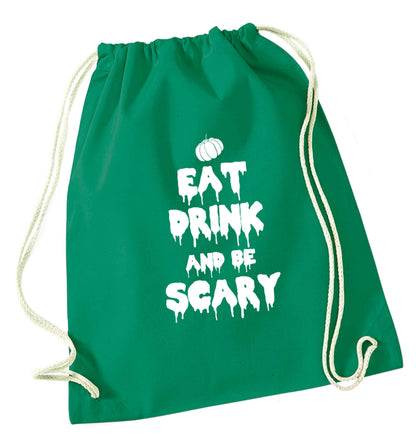 Eat drink and be scary green drawstring bag