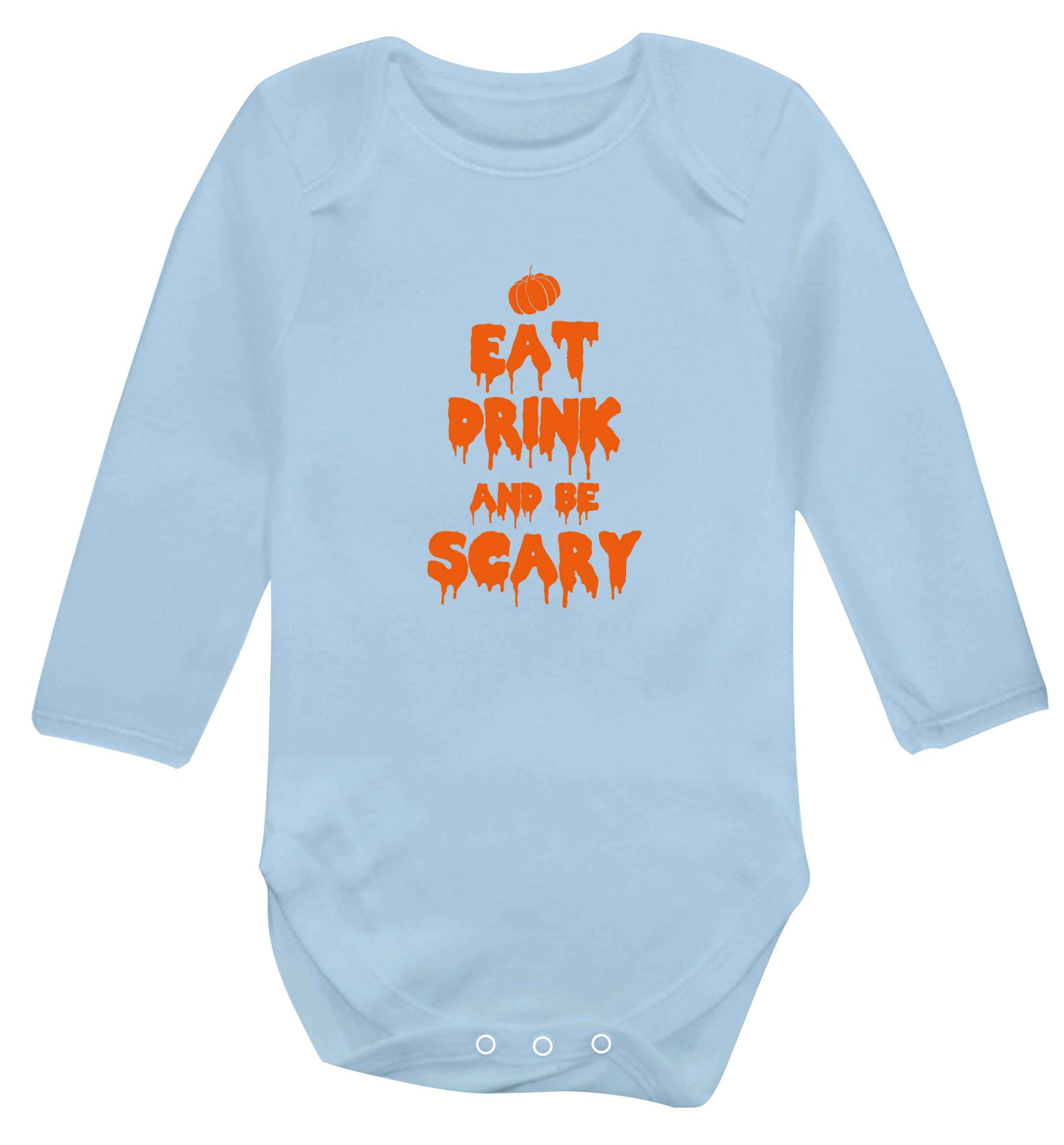 Eat drink and be scary baby vest long sleeved pale blue 6-12 months