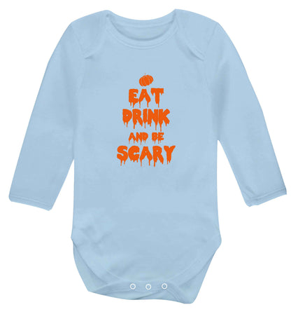 Eat drink and be scary baby vest long sleeved pale blue 6-12 months