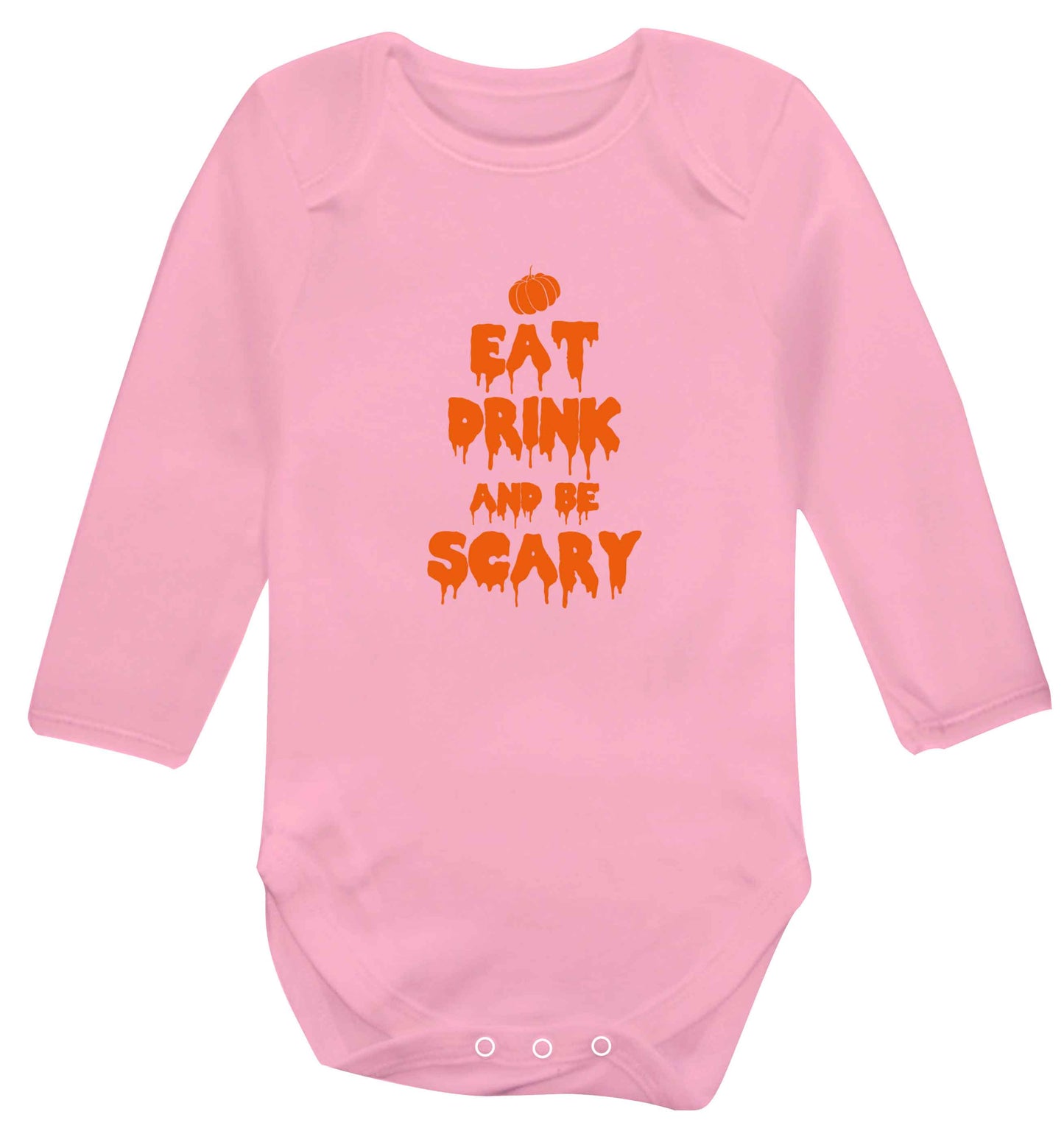Eat drink and be scary baby vest long sleeved pale pink 6-12 months