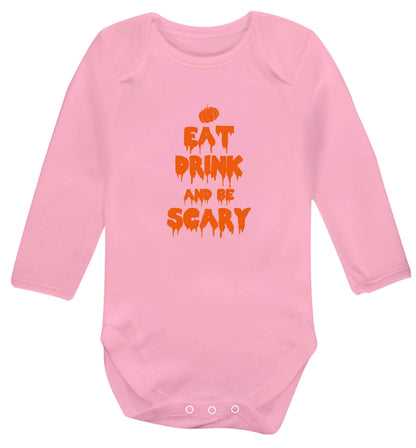 Eat drink and be scary baby vest long sleeved pale pink 6-12 months