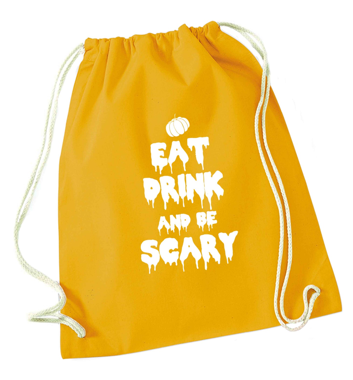 Eat drink and be scary mustard drawstring bag