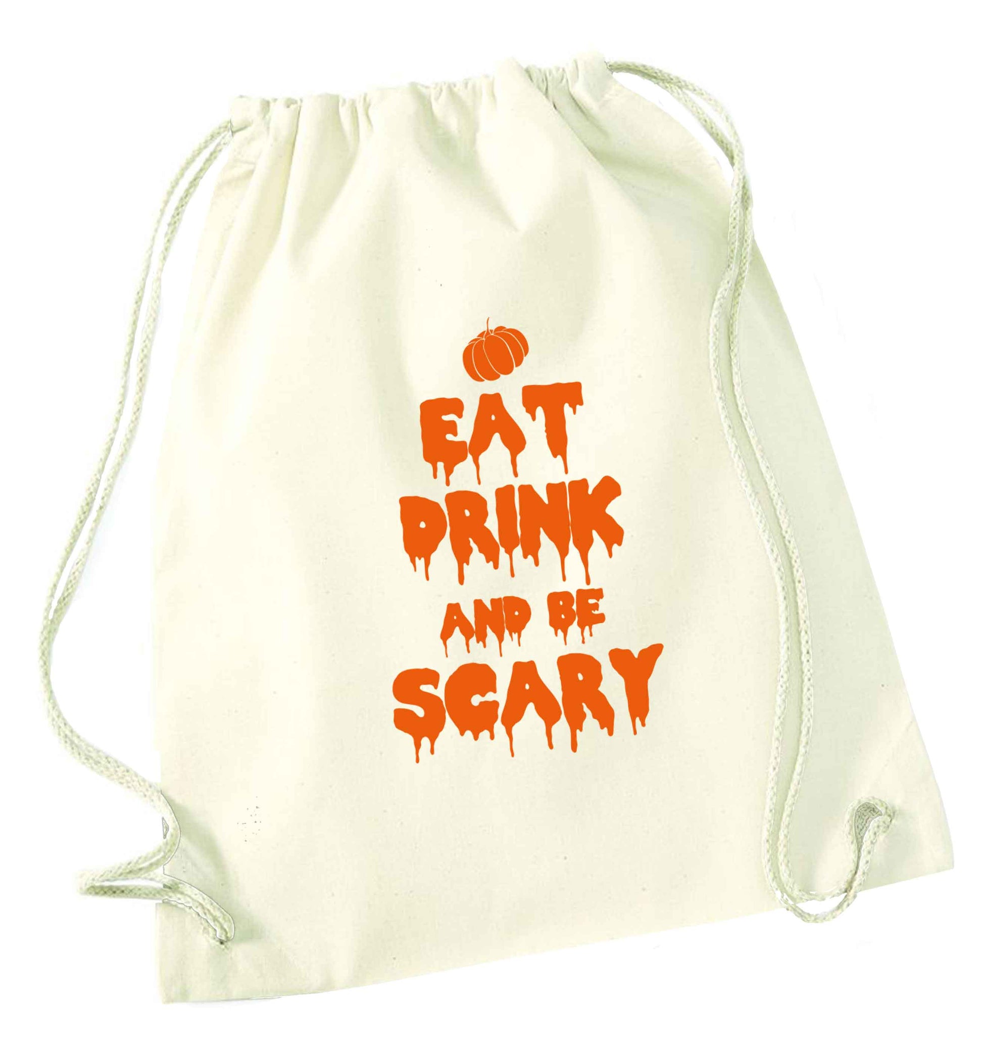Eat drink and be scary natural drawstring bag