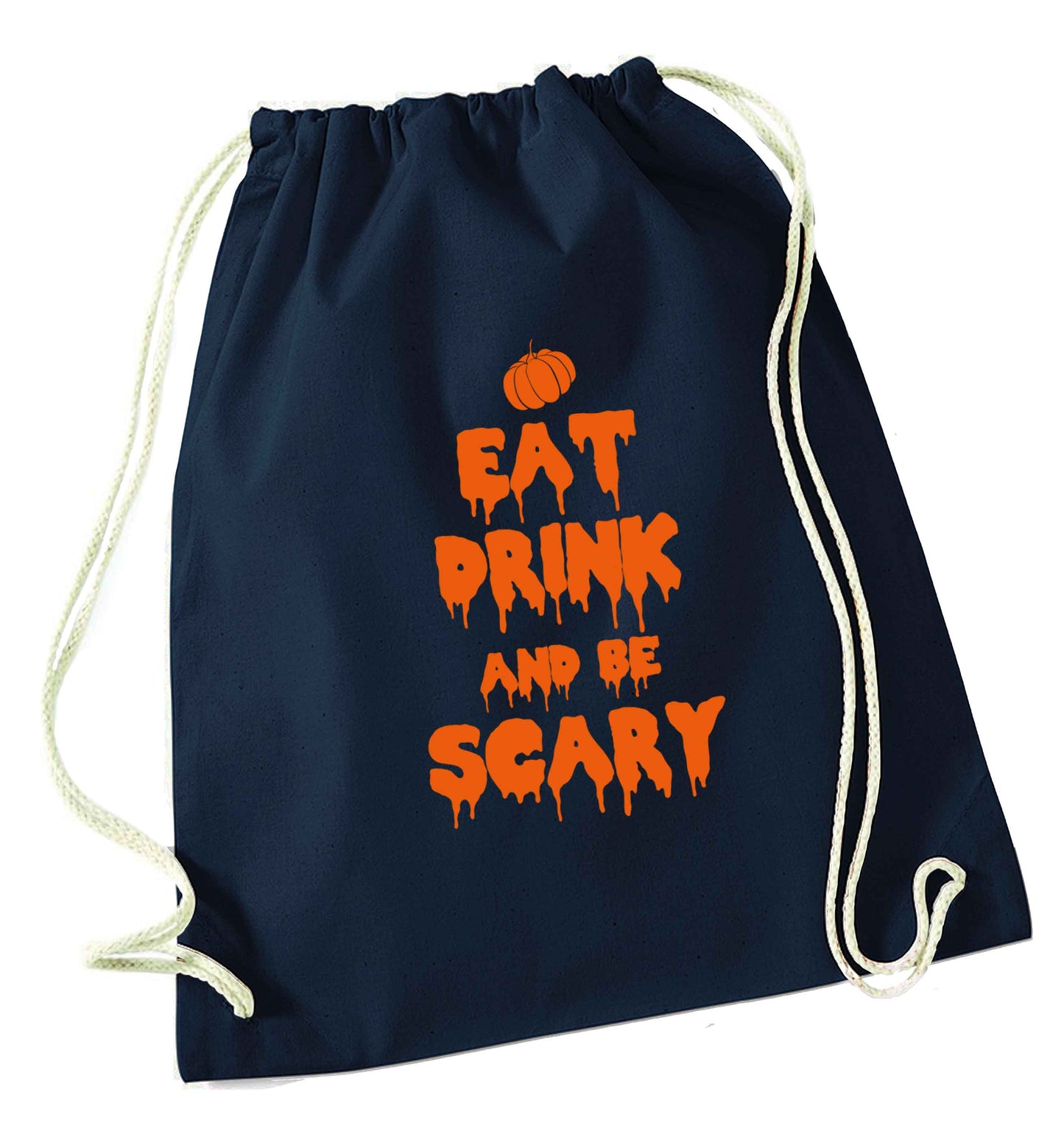 Eat drink and be scary navy drawstring bag