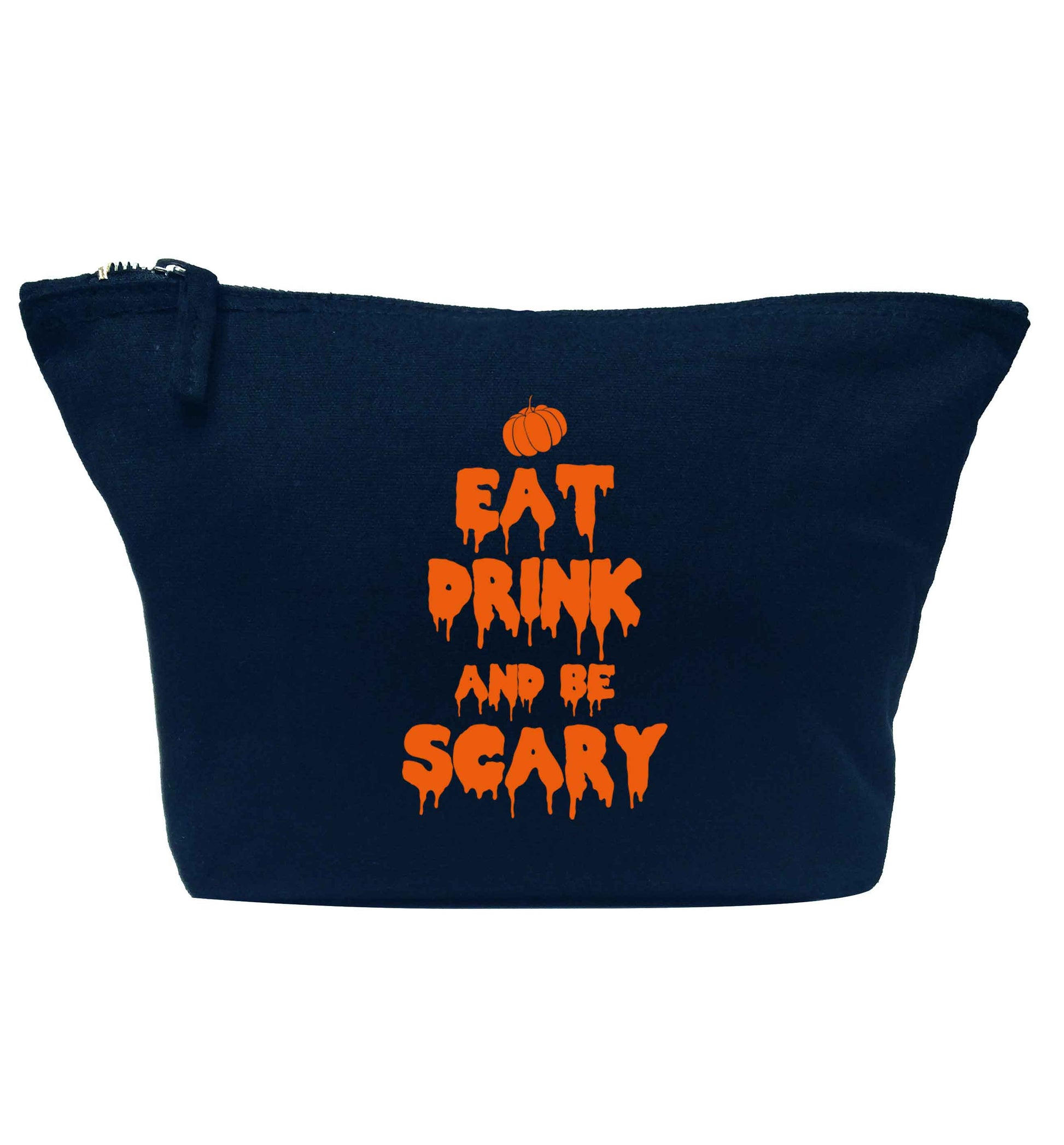 Eat drink and be scary navy makeup bag