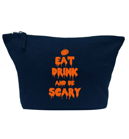 Eat drink and be scary navy makeup bag