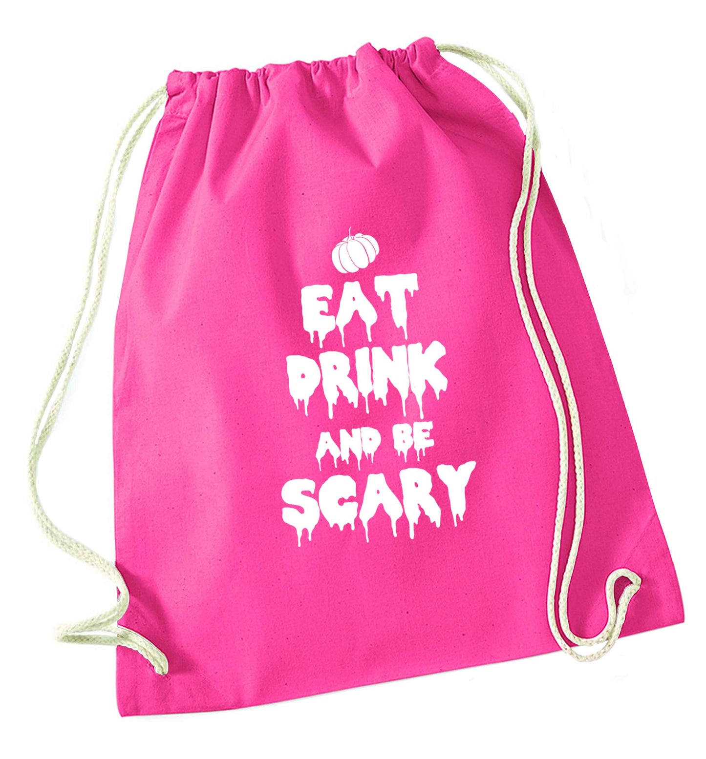Eat drink and be scary pink drawstring bag