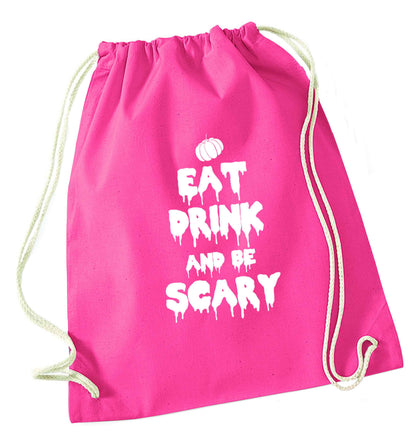 Eat drink and be scary pink drawstring bag