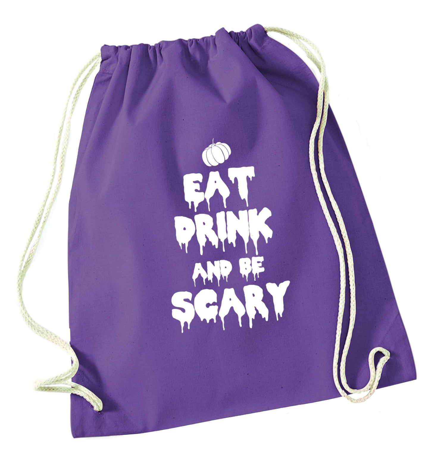 Eat drink and be scary purple drawstring bag
