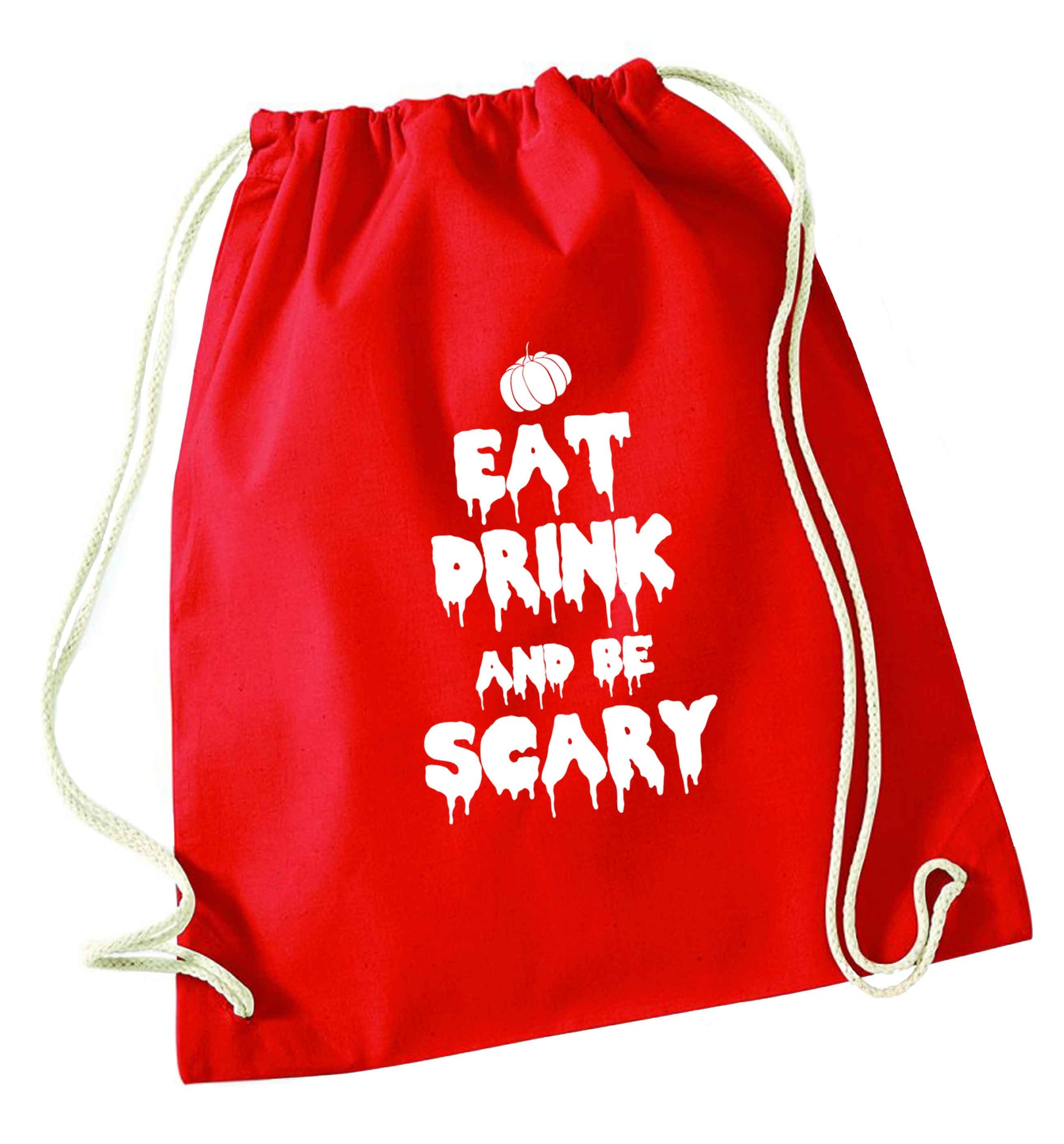 Eat drink and be scary red drawstring bag 