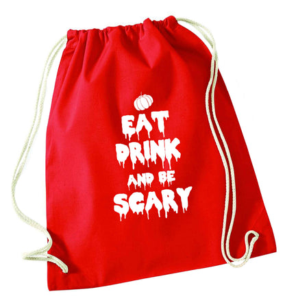 Eat drink and be scary red drawstring bag 