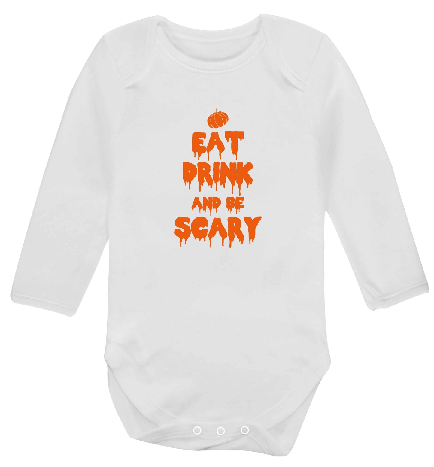 Eat drink and be scary baby vest long sleeved white 6-12 months