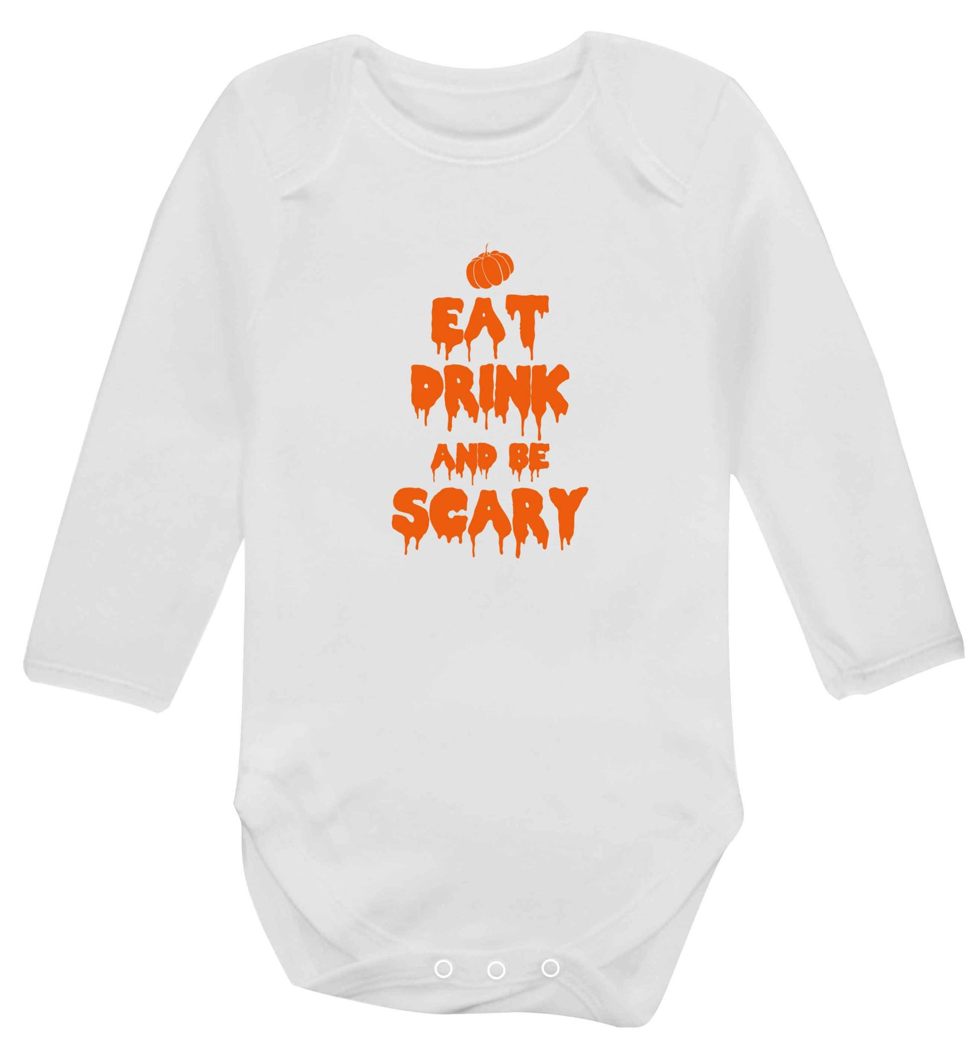 Eat drink and be scary baby vest long sleeved white 6-12 months
