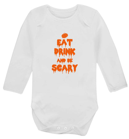 Eat drink and be scary baby vest long sleeved white 6-12 months