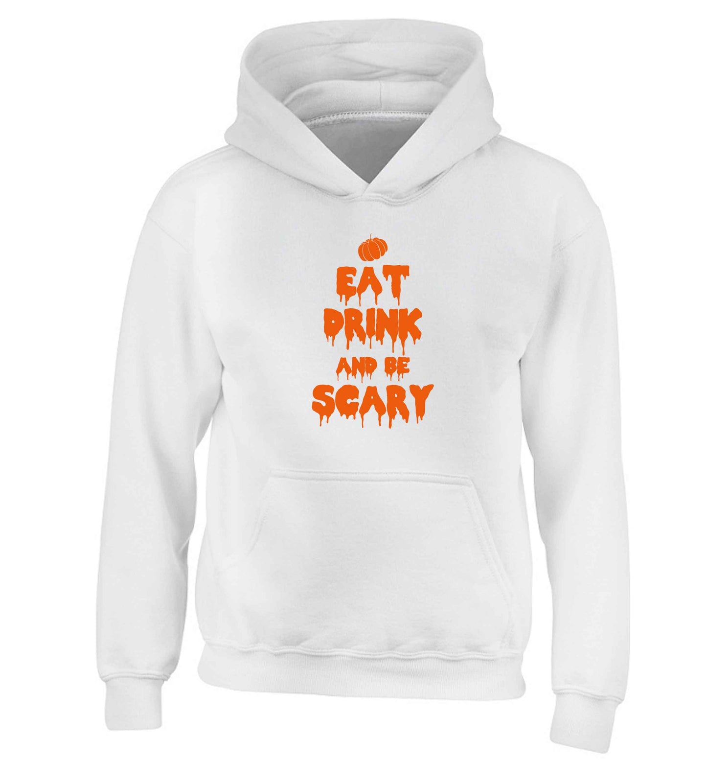 Eat drink and be scary children's white hoodie 12-13 Years