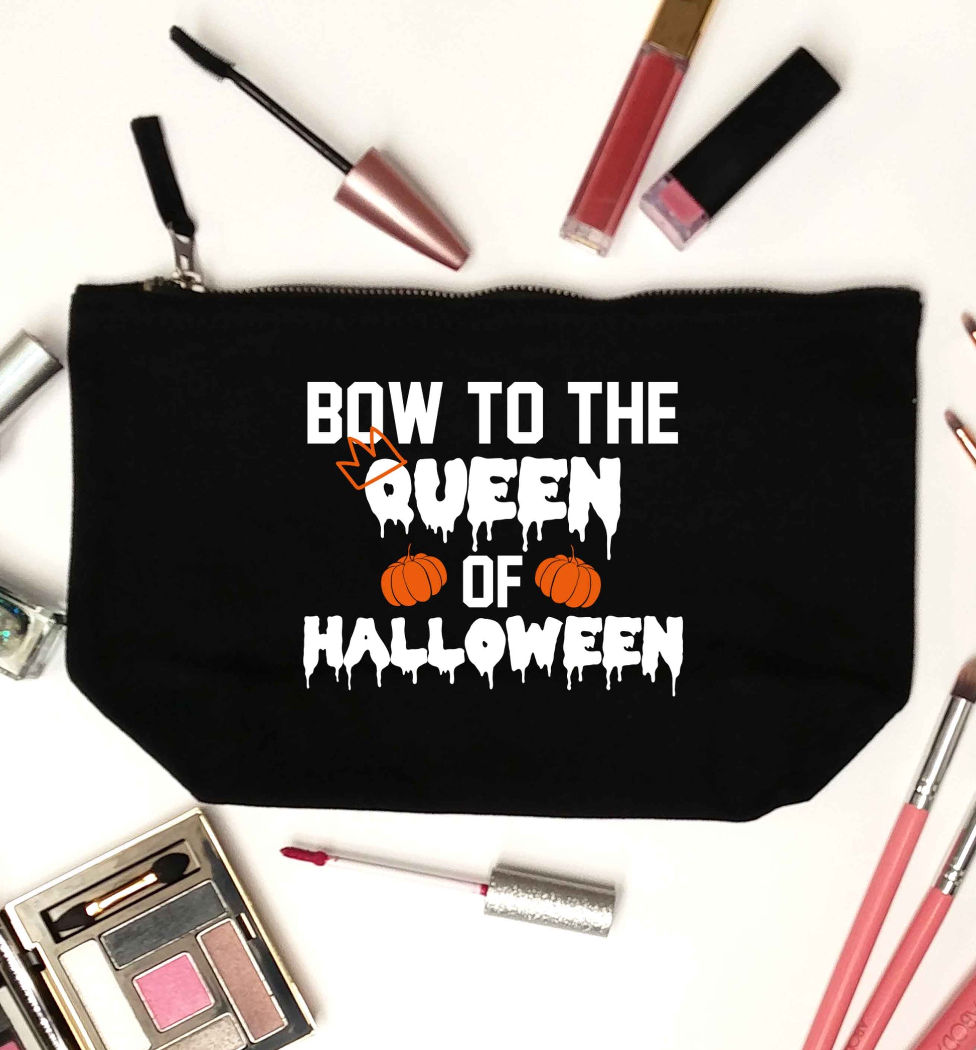 Bow to the Queen of halloween black makeup bag